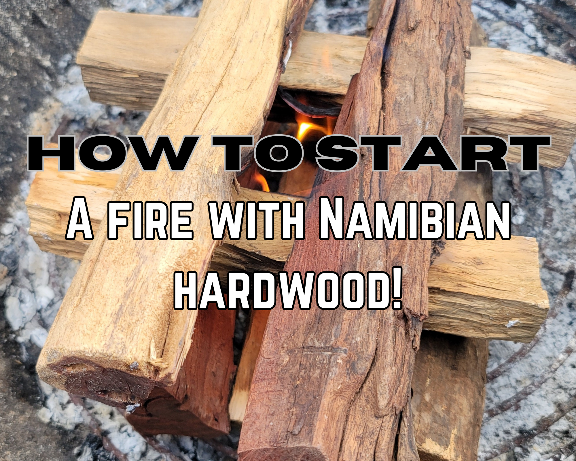 Load video: Instructions on how to start a fire using Namibian hardwood